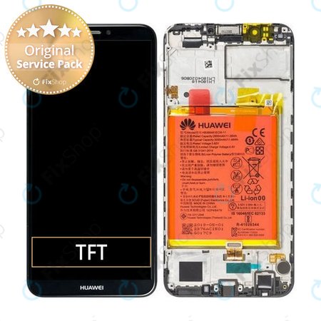 Huawei Y7 Prime (2018) - LCD Displej + Dotykové Sklo + Rám + Baterie (Black) - 02351USA Genuine Service Pack