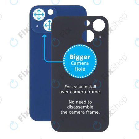 Apple iPhone 13 Mini - Sklo Zadního Housingu se Zvětšeným Otvorem na Kameru (Blue)