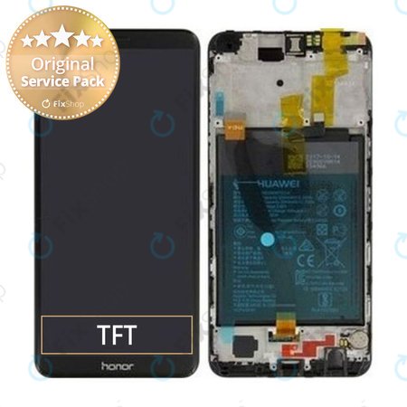 Huawei Honor 7X - LCD Displej + Dotykové Sklo + Rám + Baterie (Black) - 02351PUU Genuine Service Pack