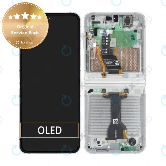 Samsung Galaxy Z Flip 7 FE F761B - LCD Displej + Dotykové Sklo + Rám (White) - GH82-37734B Genuine Service Pack
