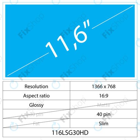 11.6 LCD Slim Lesklý 40 pin HD
