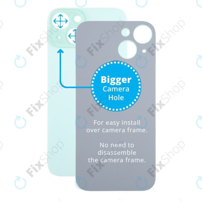 Apple iPhone 15 - Sklo Zadního Housingu se Zvětšeným Otvorem na Kameru (Green)