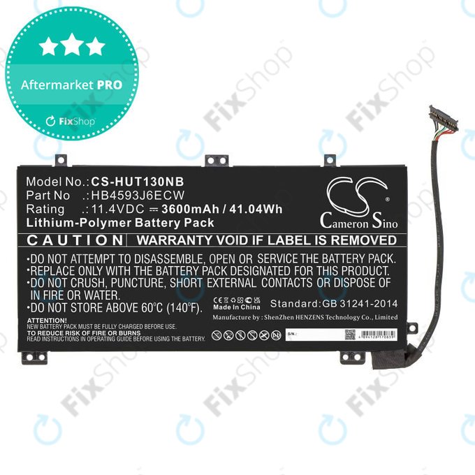 Baterie pro Huawei MateBook 13, 13 i7, 3600mAh, Li-Pol, 11.4V, HB4593J6ECW, HQ