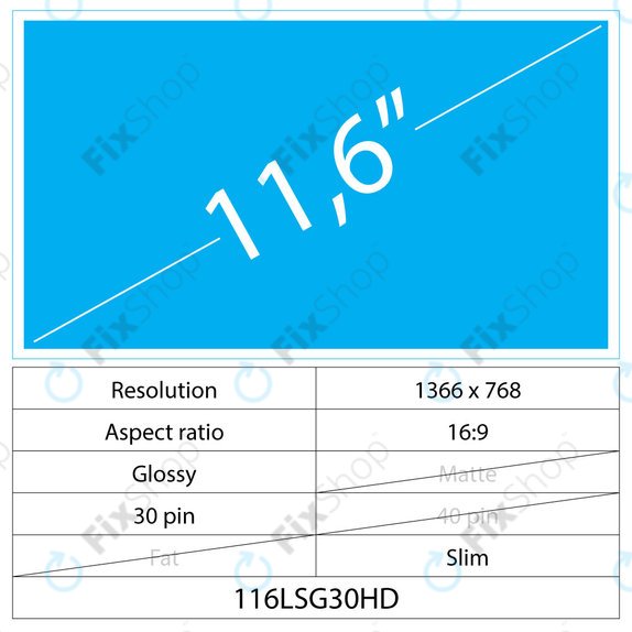11.6 LCD Slim Lesklý 30 pin HD