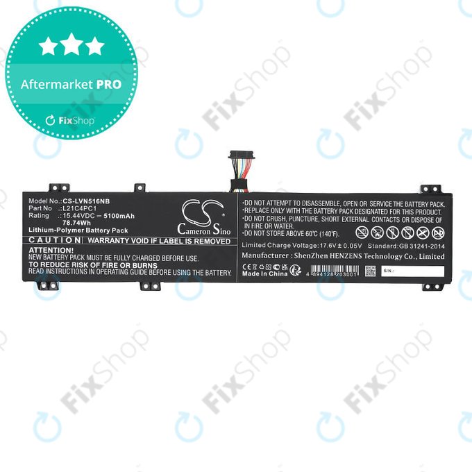 Baterie pro Lenovo Legion 5 15ARH7H, 82RD0002SB, 5100mAh, Li-Pol, 15.44V, L21C4PC1, HQ