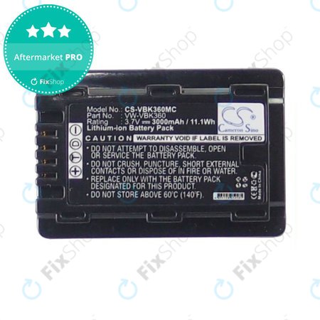 Baterie pro Panasonic HC, HDC, SDR, 3000mAh, Li-Ion, 3.7V, VW-VBK360, HQ