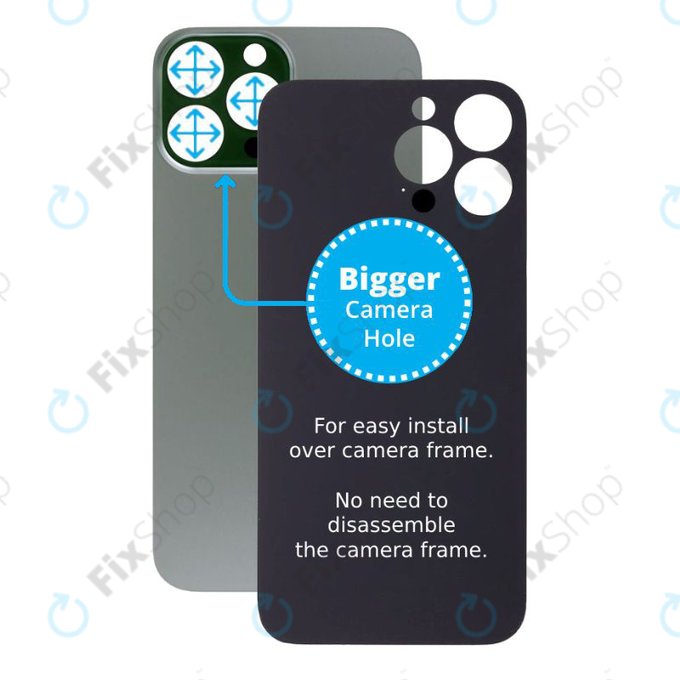 Apple iPhone 13 Pro Max - Sklo Zadního Housingu se Zvětšeným Otvorem na Kameru (Alpine Green)