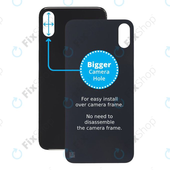 Apple iPhone XS Max - Sklo Zadního Housingu se Zvětšeným Otvorem na Kameru (Space Gray)
