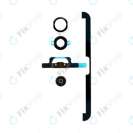 Apple iPad Mini, Mini 2 - Tlačítko Domů + Flex Kabel + Držák + Plastový Kroužek + Těsnění (Black)