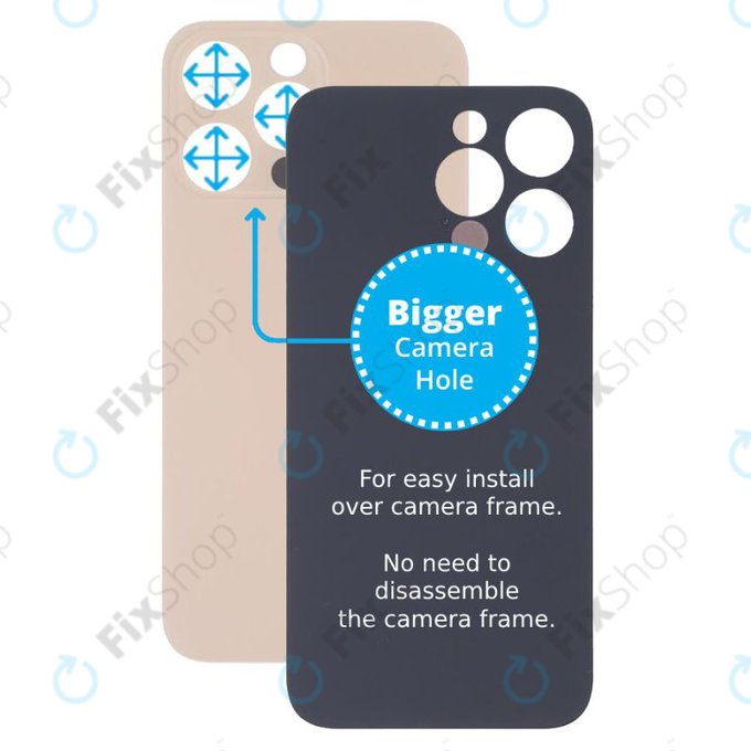 Apple iPhone 13 Pro - Sklo Zadního Housingu se Zvětšeným Otvorem na Kameru (Gold)