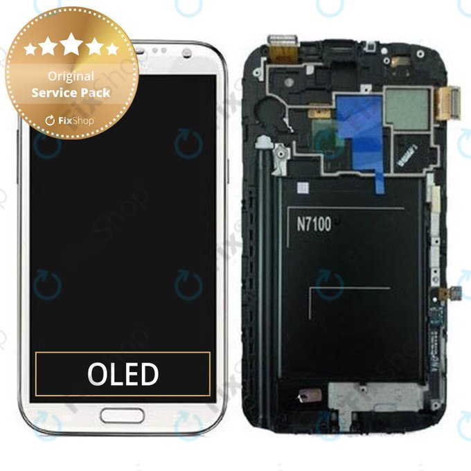 Samsung Galaxy Note 2 N7100 - LCD Displej + Dotykové Sklo + Rám (Marble White) - GH97-14112A Genuine Service Pack