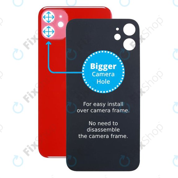 Apple iPhone 11 - Sklo Zadního Housingu se Zvětšeným Otvorem na Kameru (Red)