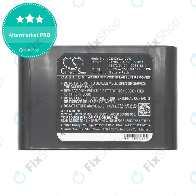 Baterie pro Dyson DC31, DC34, DC35, DC44, 1500mAh, Li-Ion, 22.2V, 17083-2811, HQ