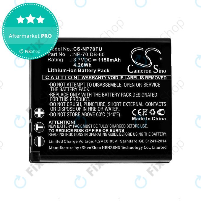 Baterie pro Panasonic Lumix DMC-FX01, 1150mAh, Li-Ion, 3.7V, CGA-S005, HQ