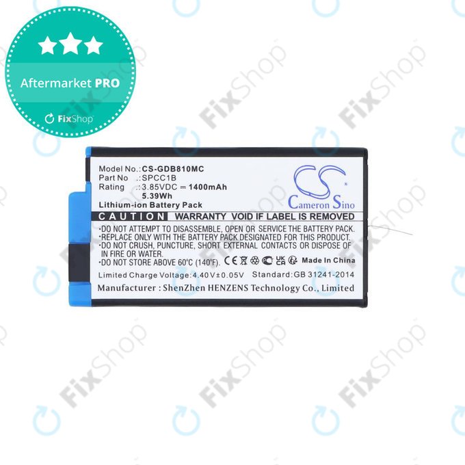 Baterie pro GoPro Max, Max 360, Acbat-001, 1400mAh, Li-Ion, 3.85V, SPCC1B, HQ