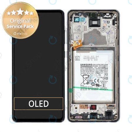 Samsung Galaxy A72 A725F, A726B - LCD Displej + Dotykové Sklo + Rám + Baterie (Awesome Black) - GH82-25541A, GH82-25542A Genuine Service Pack