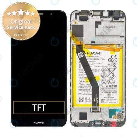 Huawei Y6 (2018), Y6 Prime (2018) - LCD Displej + Dotykové Sklo + Rám + Baterie (Black) - 02351WLJ Genuine Service Pack