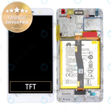 Huawei Honor 6X - LCD Displej + Dotykové Sklo + Rám + Baterie (Gold, Silver) - 02351ADQ Genuine Service Pack