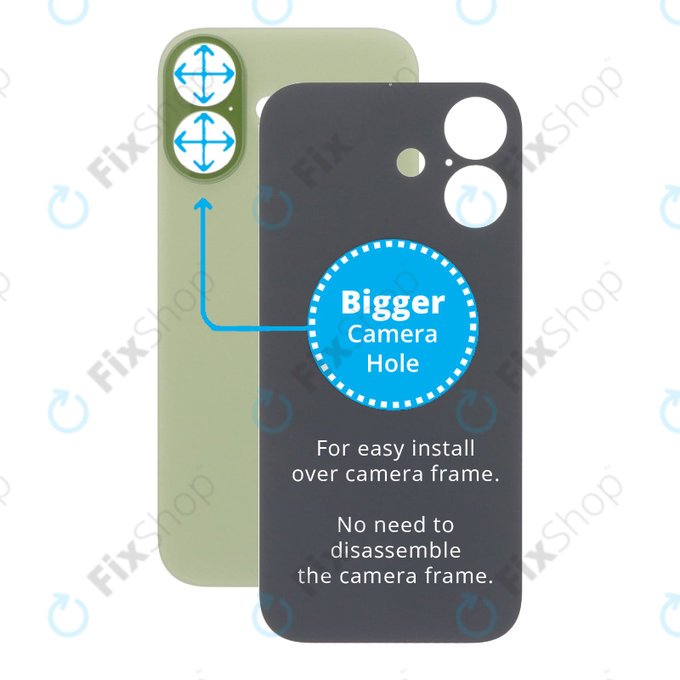 Apple iPhone 17 - Sklo Zadního Housingu se Zvětšeným Otvorem na Kameru (Sage)