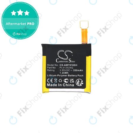 Baterie pro Amazfit A1801, A1808, A1918, T-Rex Verge Lite, 350mAh, Li-Pol, 3.85V, PL512524G, HQ