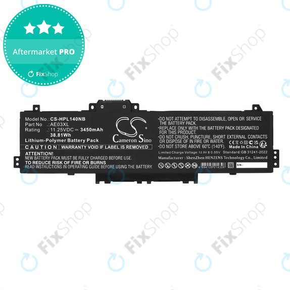 Baterie pro HP 14, 15, 3450mAh, Li-Pol, 11.25V, AE03XL, HQ