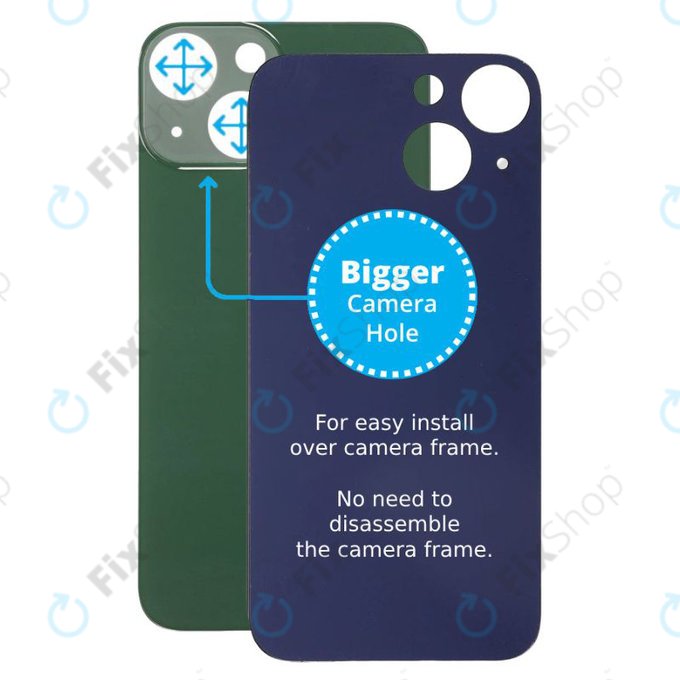 Apple iPhone 13 Mini - Sklo Zadního Housingu se Zvětšeným Otvorem na Kameru (Green)