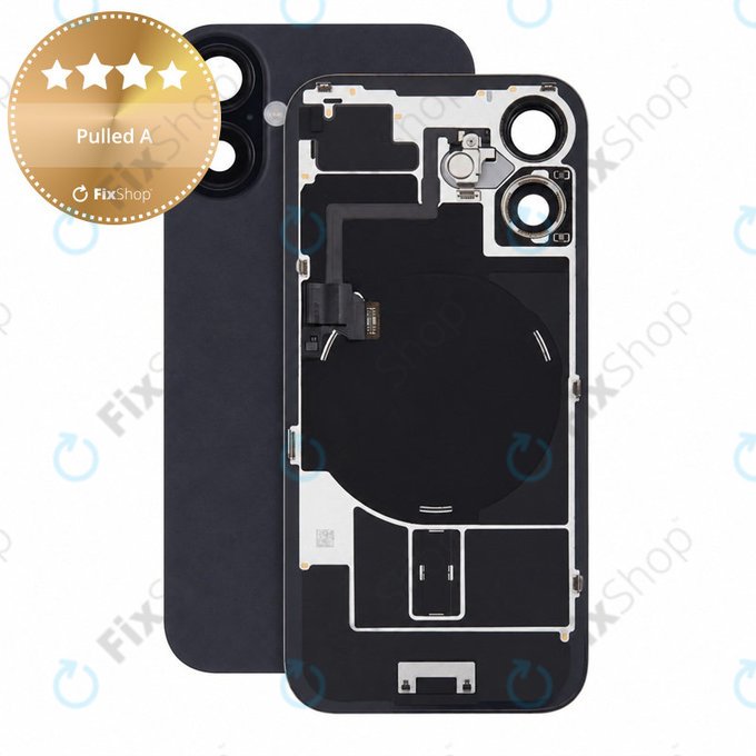 Sklo zadního housingu pro iPhone 16, Black, Pulled A