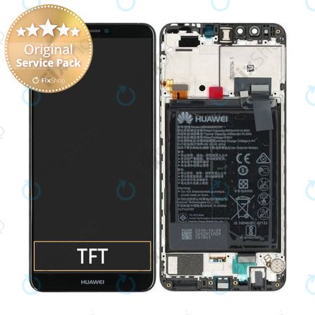 Huawei Y9 (2018) - LCD Displej + Dotykové Sklo + Rám + Baterie (Black) - 02351VFR, 02351VFS Genuine Service Pack