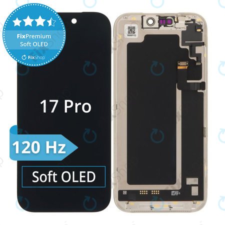 Displej Soft OLED 120Hz pro iPhone 17 Pro - Dotykové sklo + Rám, DIAGNOSTIC