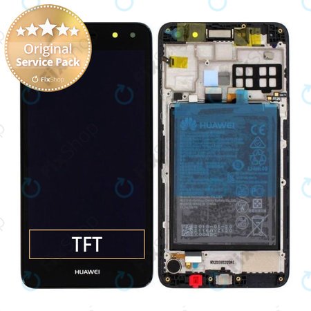 Huawei Y5 (2017) - LCD Displej + Dotykové Sklo + Rám + Baterie (Black) - 02351DMD Genuine Service Pack