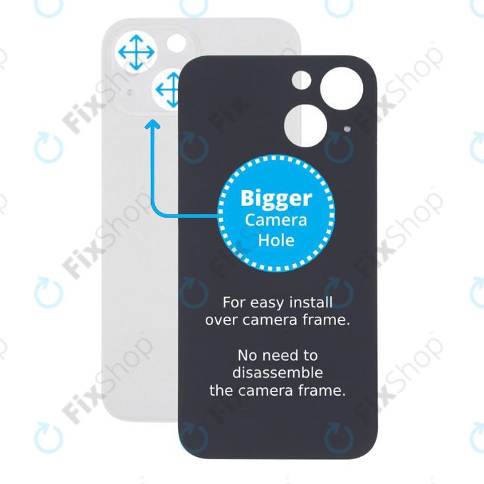 Apple iPhone 13 Mini - Sklo Zadního Housingu se Zvětšeným Otvorem na Kameru (Starlight)