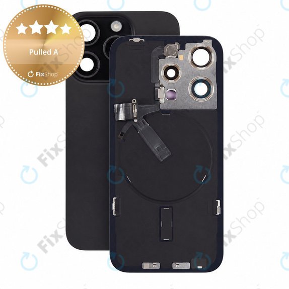 Sklo zadního housingu pro iPhone 15 Pro, Black Titanium, Pulled A