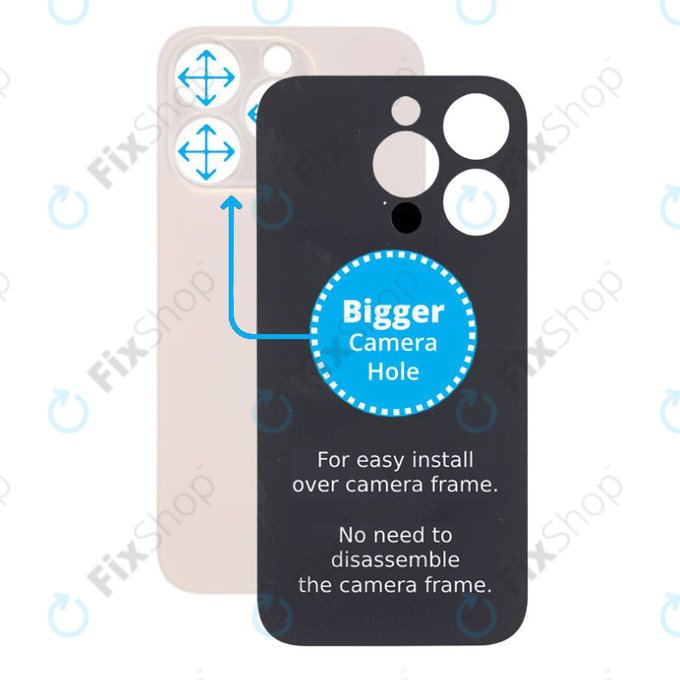 Apple iPhone 14 Pro - Sklo Zadního Housingu se Zvětšeným Otvorem na Kameru (Gold)