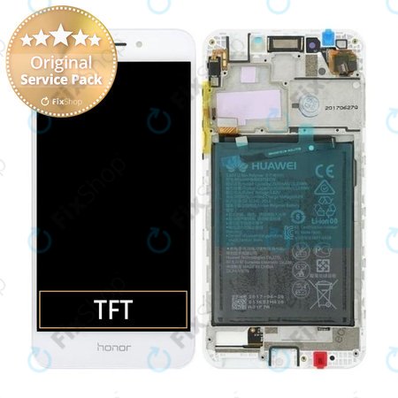 Huawei Honor 6A - LCD Displej + Dotykové Sklo + Rám + Baterie (Gold, Silver) - 02351KTV Genuine Service Pack