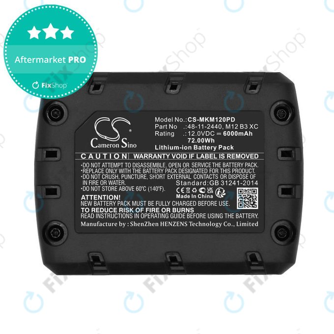 Baterie pro Milwaukee M12 Redlithium XC 4.0, 6000mAh, Li-Ion, 12V, M12 B3 XC, M12 B4 XC, HQ