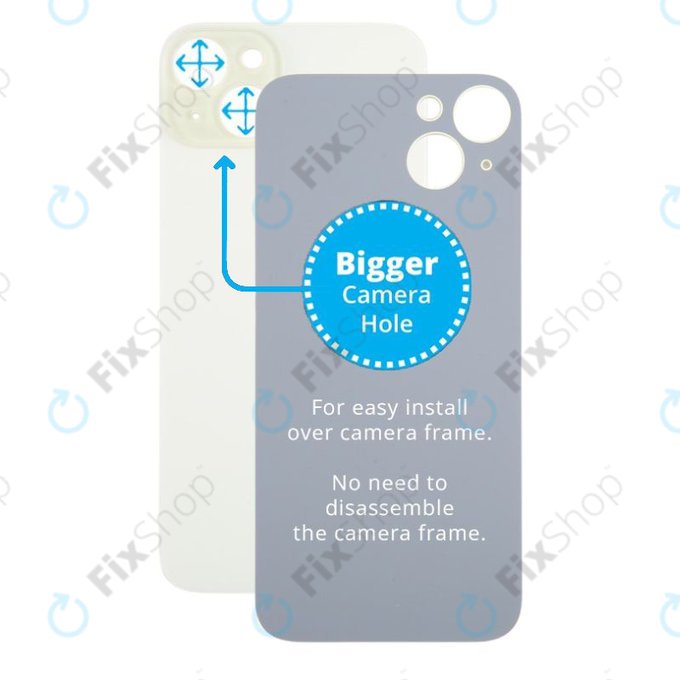 Apple iPhone 15 Plus - Sklo Zadního Housingu se Zvětšeným Otvorem na Kameru (Yellow)