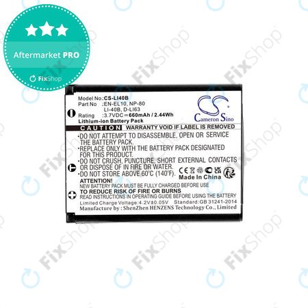 Baterie pro Olympus MJU, AGFA Optima, Praktica Luxmedia, 660mAh, Li-Ion, 3.7V, LI-42B, HQ