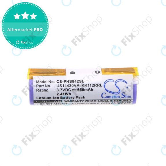 Baterie pro Philips HS8420, 650mAh, Li-Ion, 3.7V, US14430VR, KR112RRL, HQ