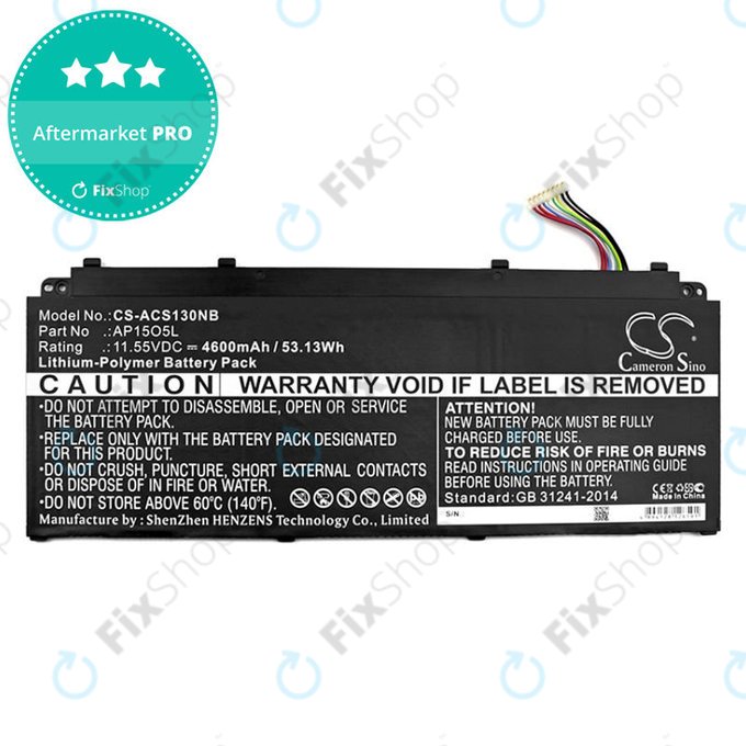 Baterie pro Acer Aspire S13, Chromebook R13, 4600mAh, Li-Pol, 11.55V, AP15O3K, HQ
