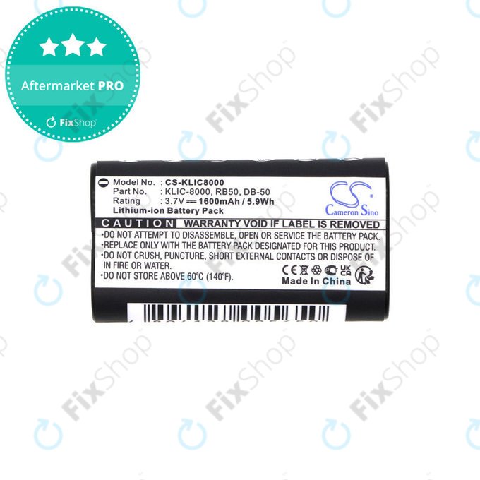 Baterie pro Jay-Tech Jay-Cam I4800, Kodak Easyshare Z1012, 1600mAh, Li-Ion, 3.7V, KLIC-8000, HQ