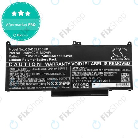 Baterie pro Dell Latitude 13 7300, 14 7400, 7400mAh, Li-Pol, 7.6V, 05VC2M, HQ
