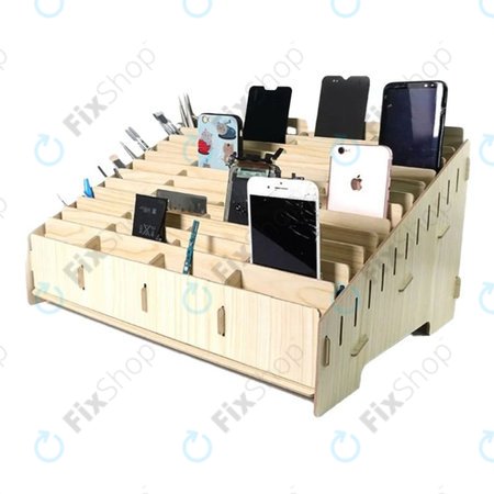 Univerzální dřevěný stojan / organizér pro 48 telefonů