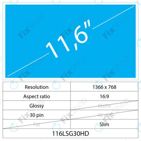 11.6 LCD Slim Lesklý 30 pin HD
