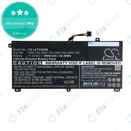 Baterie pro Lenovo ThinkPad T550, T560, W550, 3900mAh, Li-Pol, 11.4V, 45N1743, HQ
