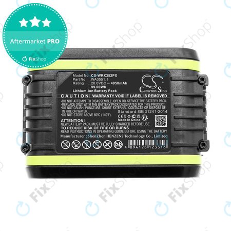 Baterie pro Worx WX800.9 MAX, WX-JCR.9, 4950mAh, Li-Ion, 20V, WA3551.1, HQ