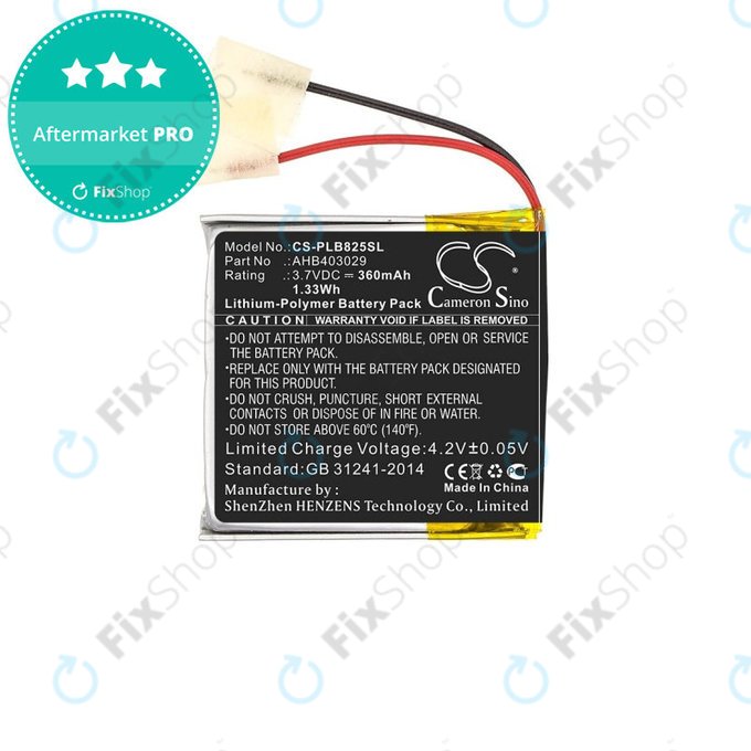 Baterie pro Plantronics Voyager Focus B825, 360mAh, Li-Pol, 3.7V, AHB403029, HQ