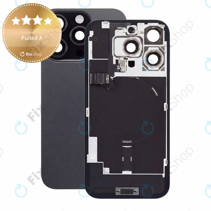 Sklo zadního housingu pro iPhone 16 Pro, Black Titanium, Pulled A