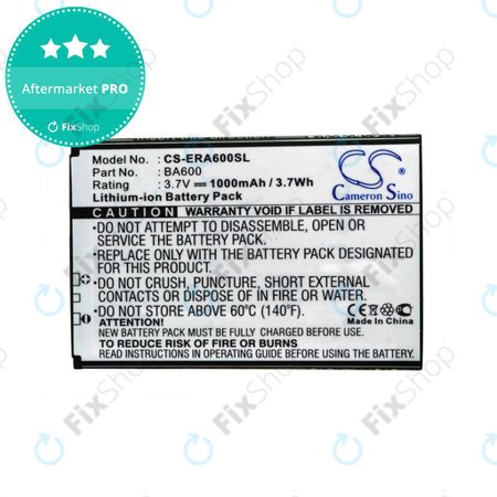 Baterie pro Sony Ericsson Kumquat, ST25, ST25i, Xperia U, 1000mAh, Li-Ion, 3.7V, BA600, HQ