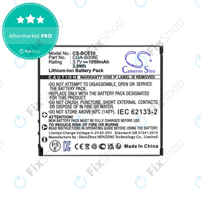 Baterie pro Panasonic Lumix DMC, 1050mAh, Li-Ion, 3.7V, DMW-BCE10, HQ