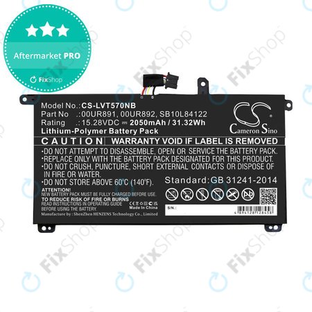 Baterie pro Lenovo ThinkPad P51s, P52s, T570, T580, 2050mAh, Li-Pol, 15.28V, 00UR891, HQ